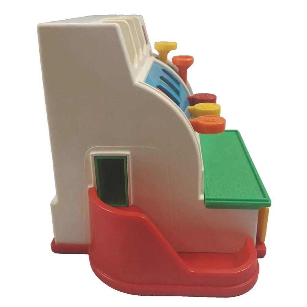 1990 Fisher-Price Toy Cash Register with 6 Coins #2044 Vintage